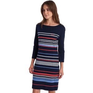 Barbour Alongshore Long Sleeve Casual Knit Dress Navy Blue 8